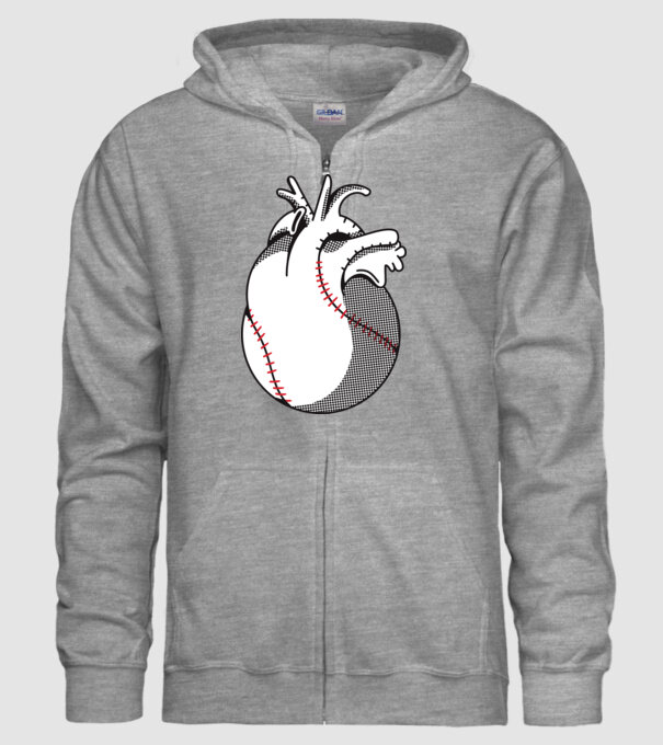 Inimă Baseball model gri pe tricou