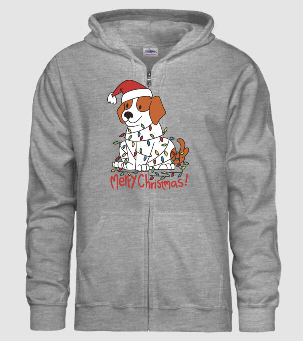 Beagle Crăciun Fericit! model gri pe tricou