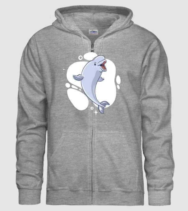 Balenă Beluga model gri pe tricou