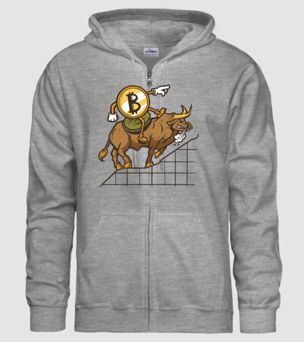 Taur Bitcoin model gri pe tricou