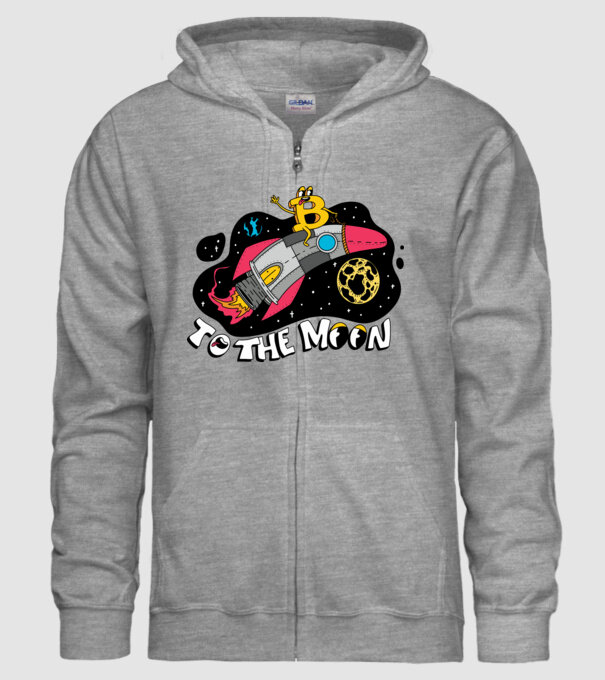 Bitcoin to the moon model gri pe tricou
