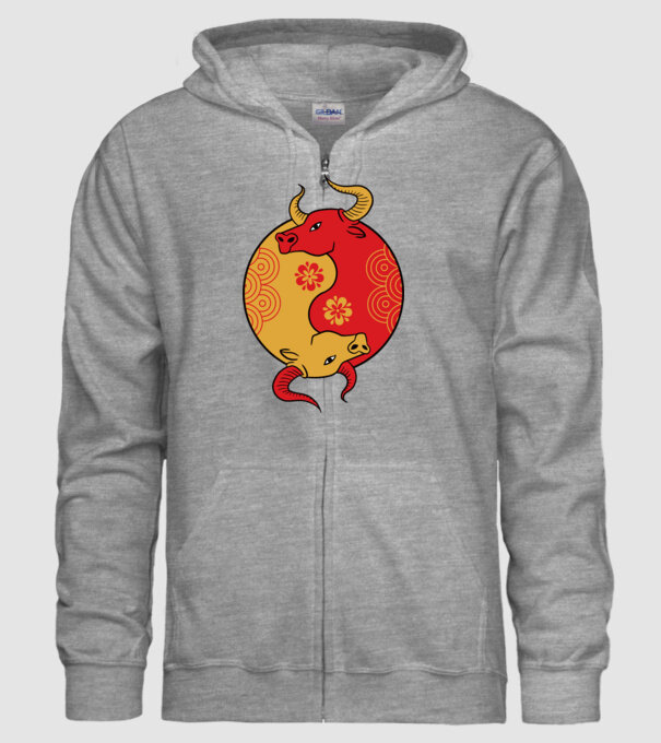 Bivol Yin Yang model gri pe tricou