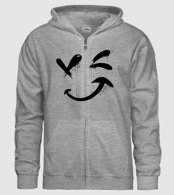Emoji fericit Râs model gri pe tricou