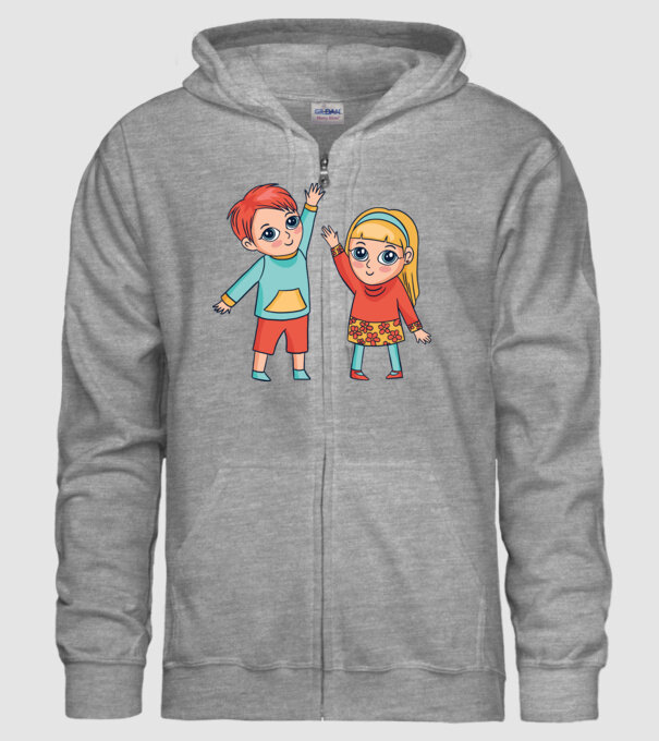 Copii fericiți model gri pe tricou