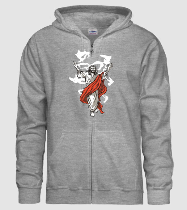 Isus fericit tricou creștin model gri pe tricou