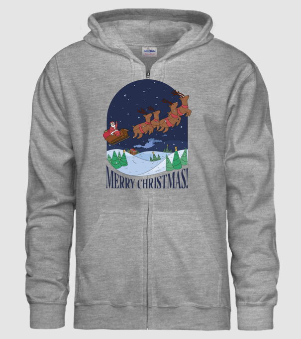 Crăciun Fericit Moș Crăciun cu reni model gri pe tricou