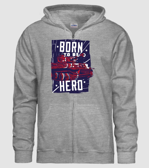 Born To be A Hero cu tanc model gri pe tricou