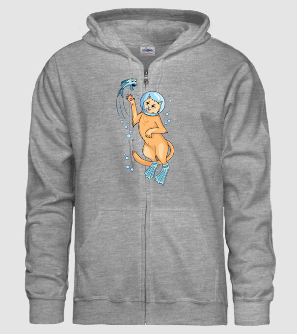 Pisică Scafandru model gri pe tricou