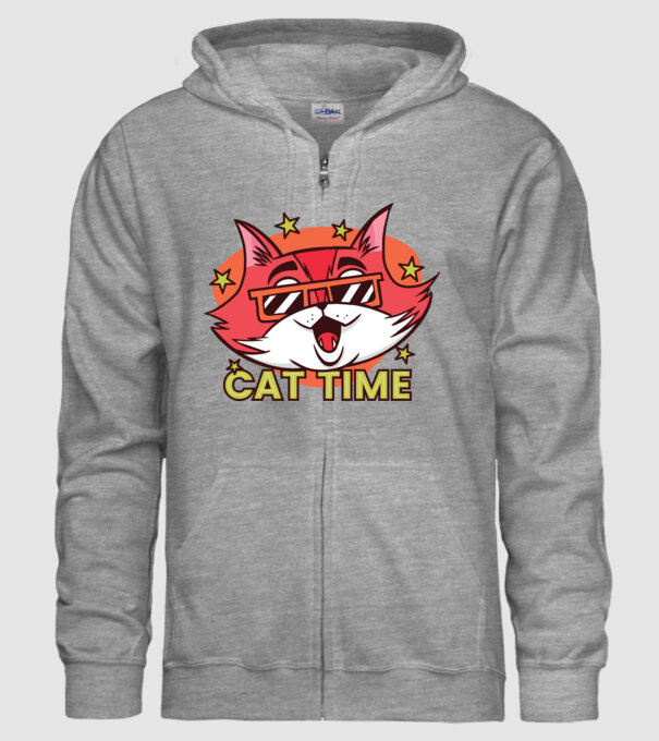 Cat Time Momentul pisicii model gri pe tricou