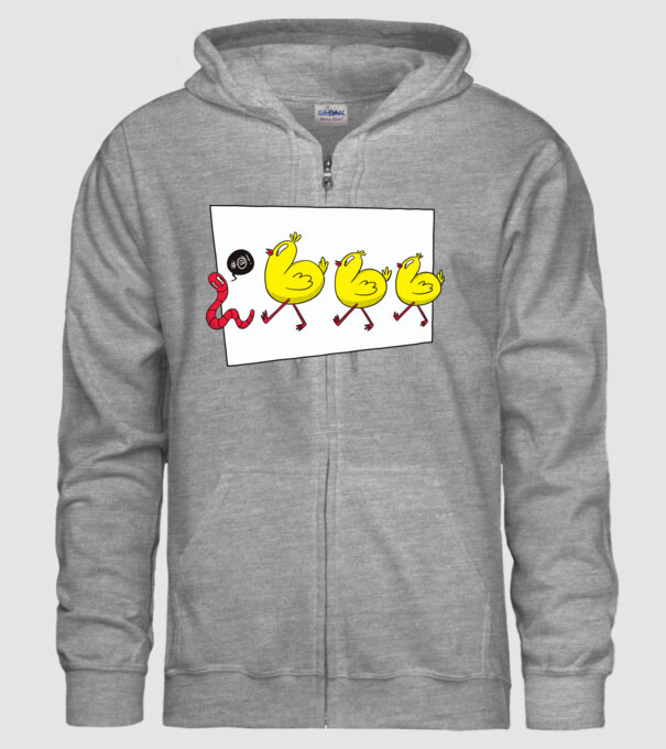 Pui cu vierme model gri pe tricou