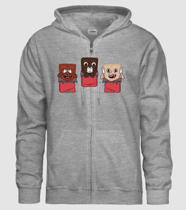 Trio de ciocolată model gri pe tricou