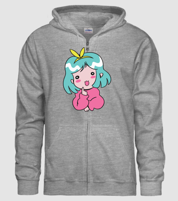 Fetiță drăguță Anime model gri pe tricou