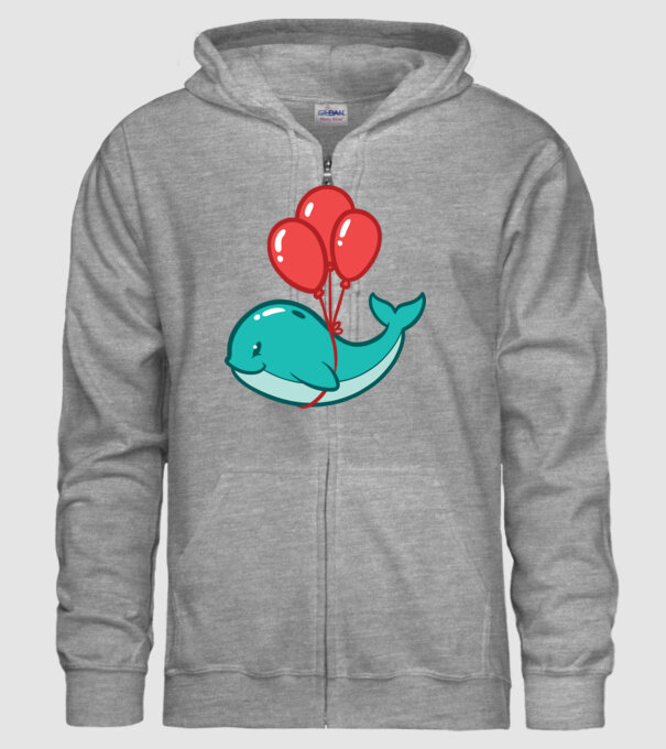 Balenă Drăguță cu Balon model gri pe tricou