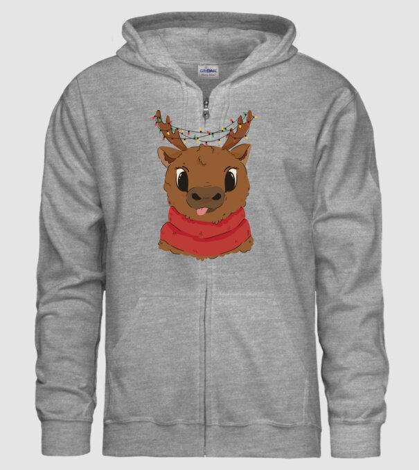Ren drăguț de Crăciun model gri pe tricou