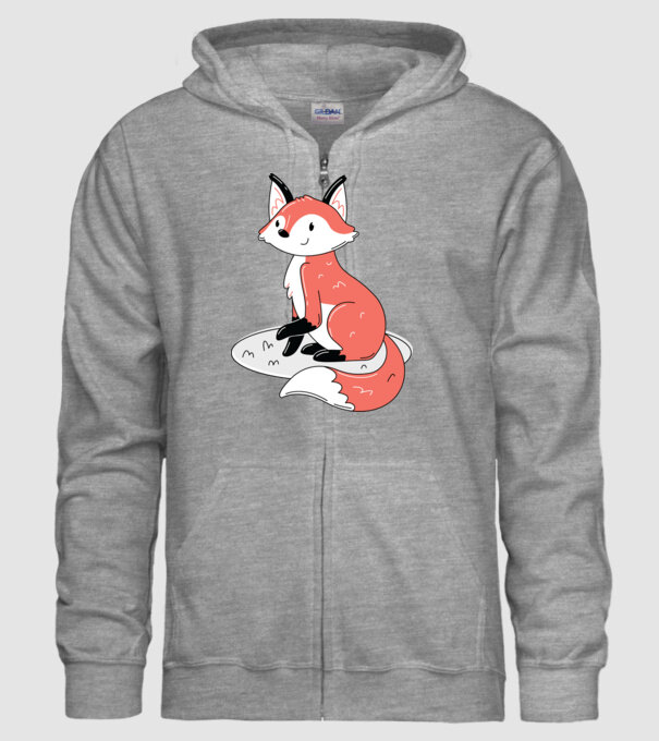 Vulpe drăguță model gri pe tricou