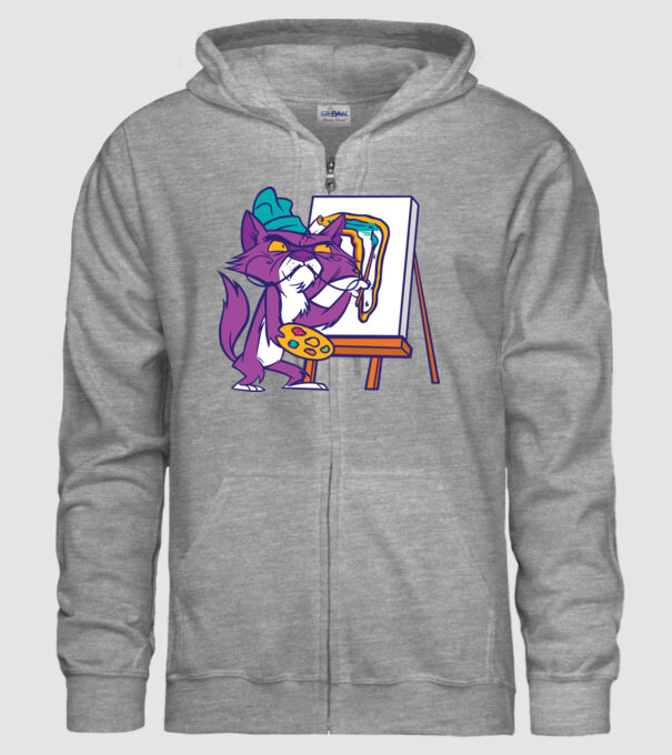 Pisică Dali model gri pe tricou