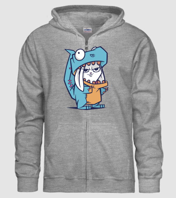 Costum de dinozaur model gri pe tricou