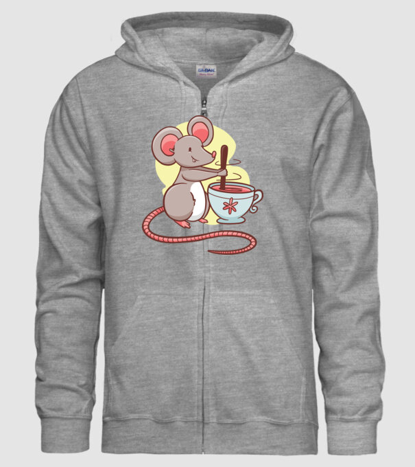 Șoarece cu ceai model gri pe tricou