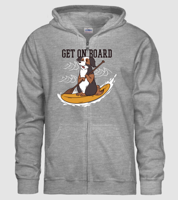 Câine vâslind model gri pe tricou