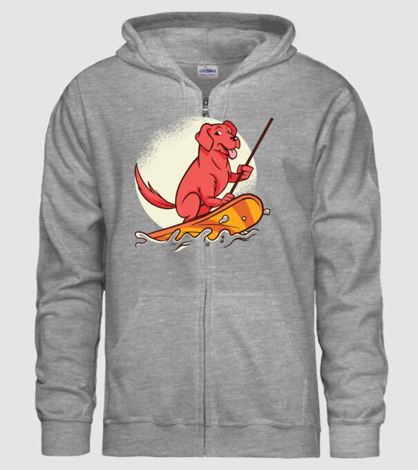 Câine vâslind model gri pe tricou