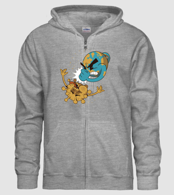 Pământ vs Coronavirus model gri pe tricou