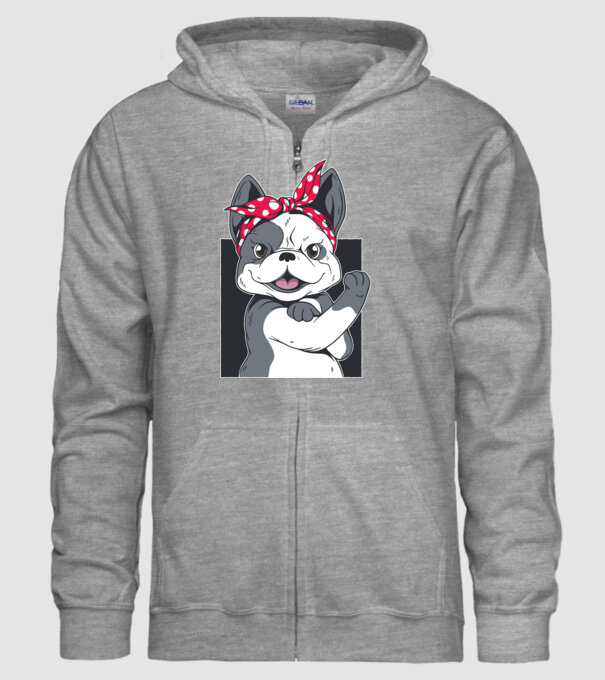 Bulldog Francez model gri pe tricou