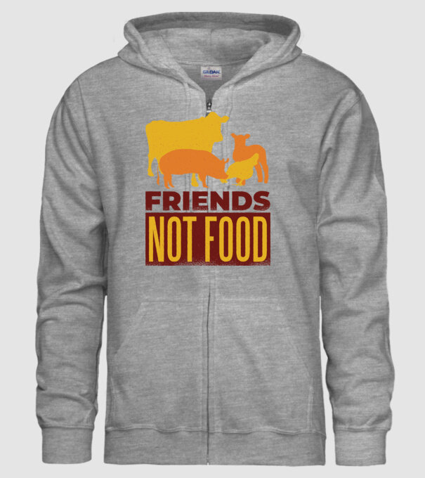 Friends not Food Vegán model gri pe tricou