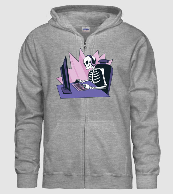 Schelet Gamer model gri pe tricou