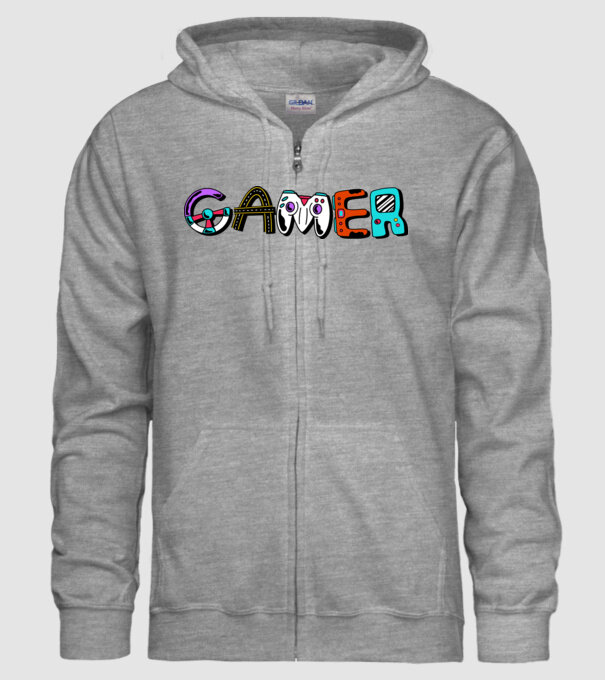 Inscripție Gamer model gri pe tricou