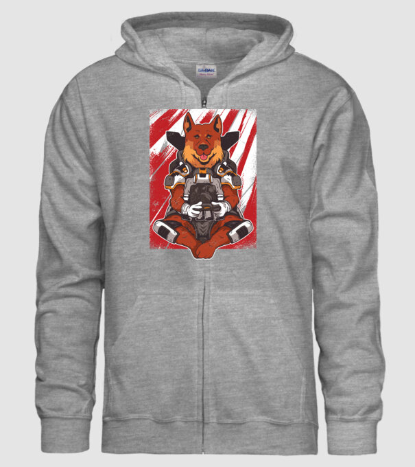 Gamer Ciobănesc german Apex model gri pe tricou