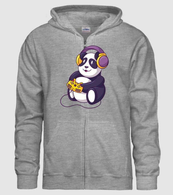 Gamer Panda model gri pe tricou