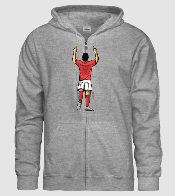 Fotbalist sărbătorind golul model gri pe tricou