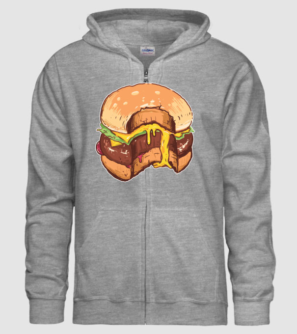 Hamburger model gri pe tricou