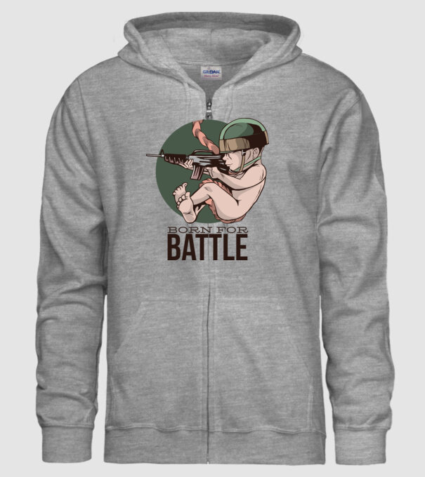 Născut pentru a lupta model gri pe tricou