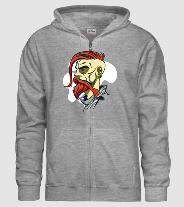 Barbă Hipster model gri pe tricou
