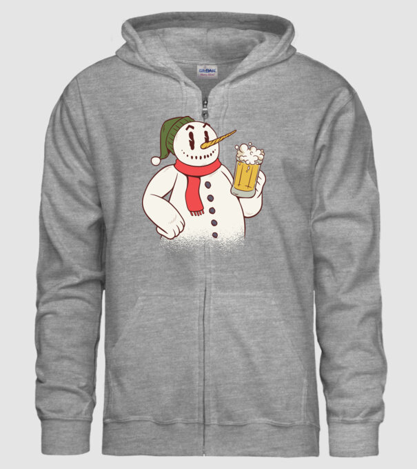 Om de zăpadă cu bere model gri pe tricou