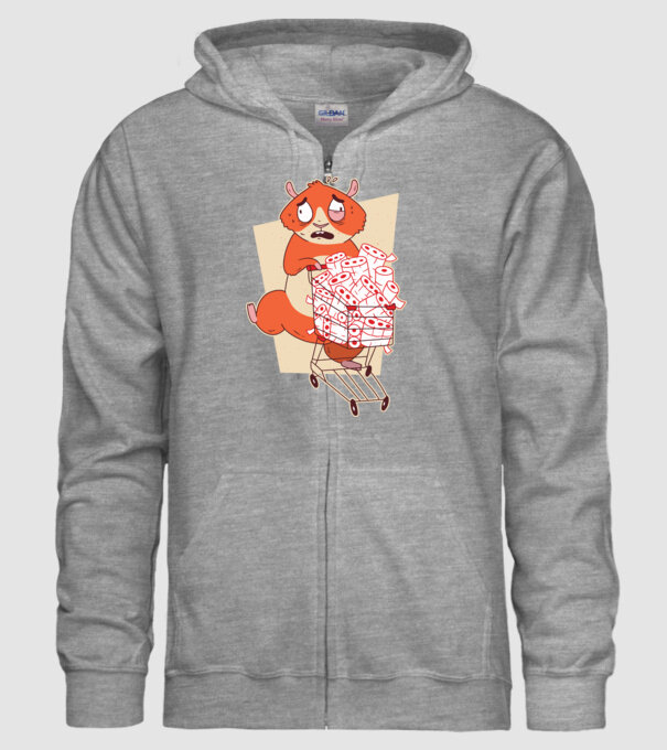 Hamster Panică cumpărături model gri pe tricou