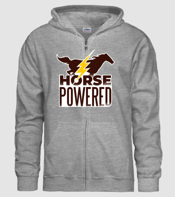 Horse Powered Cal-putere tricou călăreț model gri pe tricou