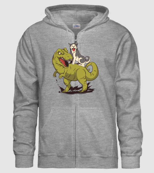 Dinozaur Husky model gri pe tricou