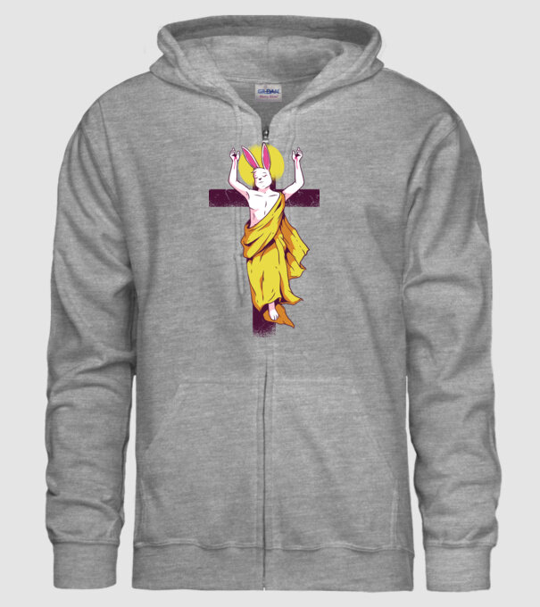 iepuraș de Paște Înviere model gri pe tricou