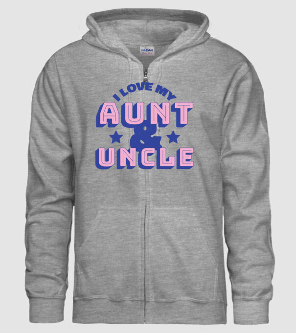 I Love My Aunt & Uncle model gri pe tricou