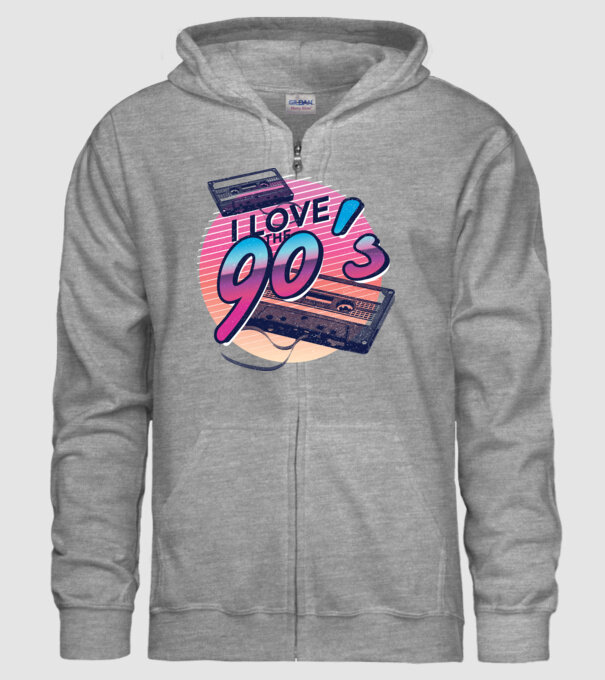 I love the 90s Casetă model gri pe tricou