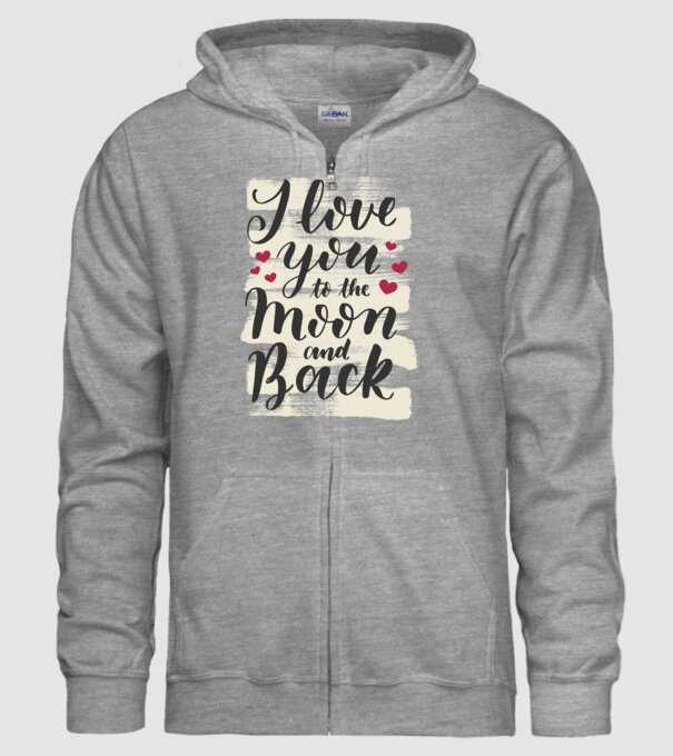 'I love you to the moon and back tricou drăguț Valentine''s Day' model gri pe tricou