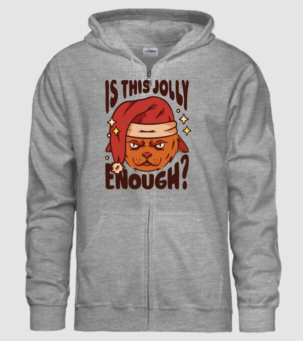 Is this Jolly enough tricou de Crăciun model gri pe tricou