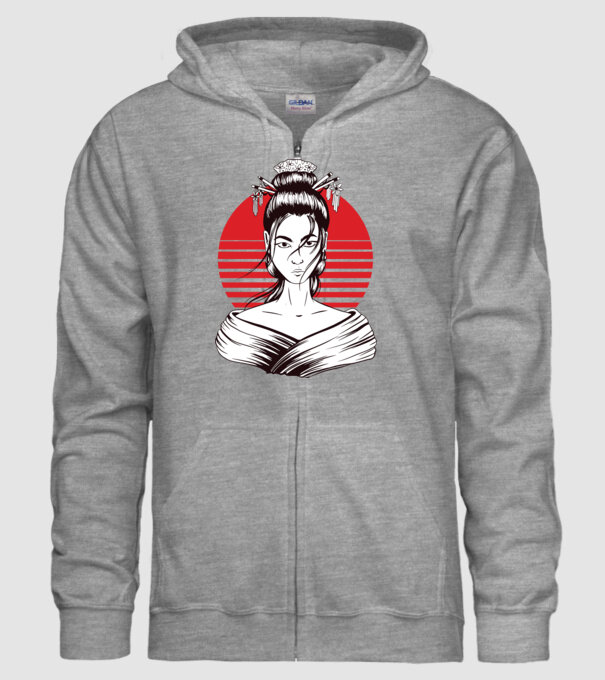 Geisha japoneză model gri pe tricou