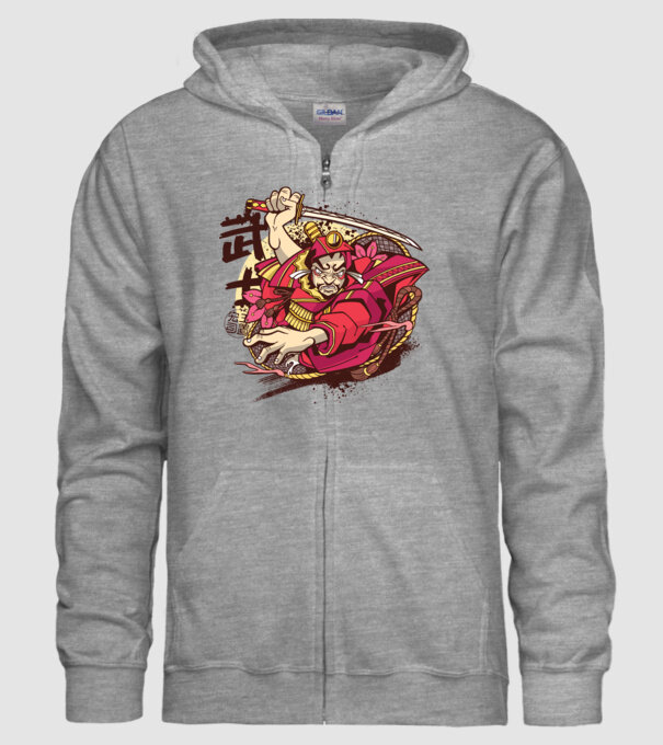 Războinic japonez model gri pe tricou