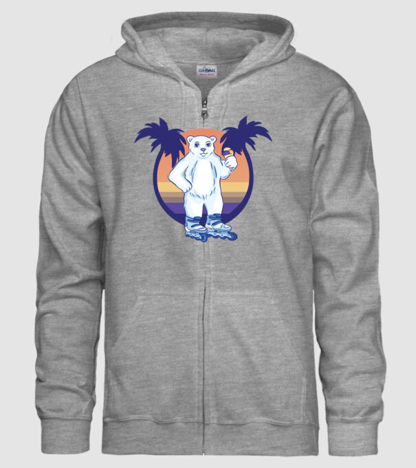 Urs polar cu patine cu rotile model gri pe tricou