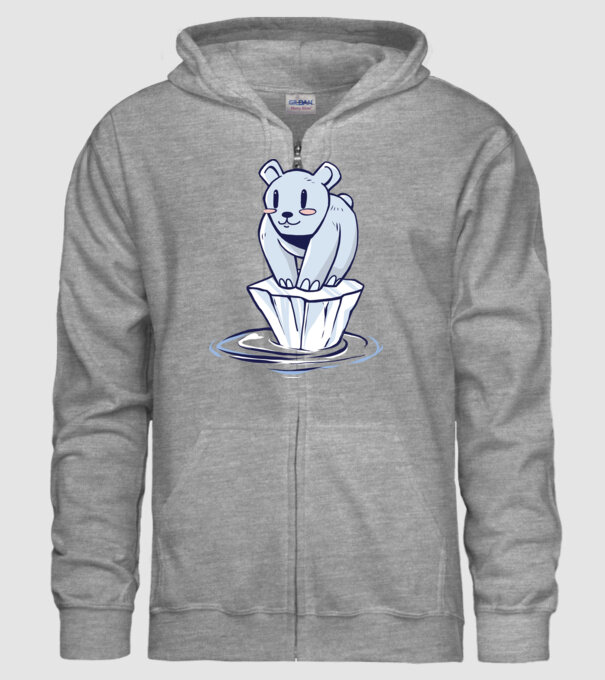 Urs polar pe gheața care se topește model gri pe tricou