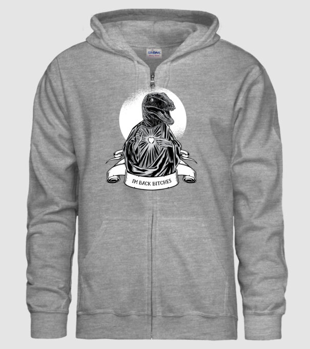 Iisus Raptor Dinozaur model gri pe tricou
