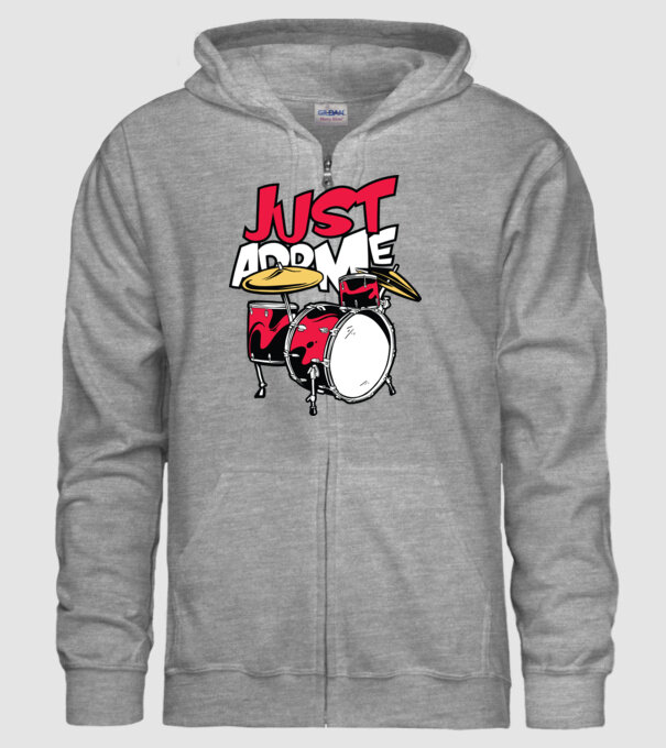 Just add me Drums model gri pe tricou